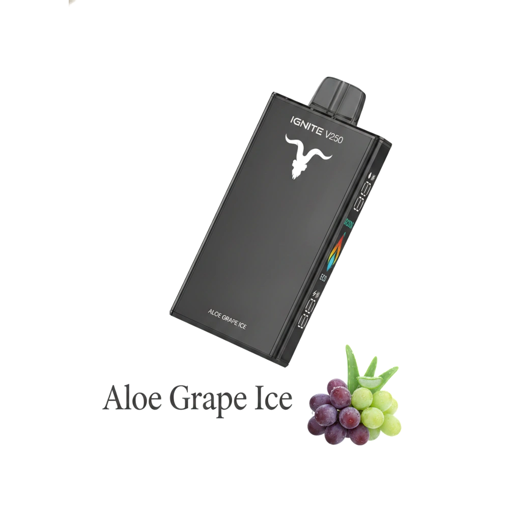 IGNITE - V250 Rechargeable Disposable Vape (25,000 Puffs) 6 IGNITE - V250 Rechargeable Disposable Vape (25,000 Puffs) Aloe Grape Ice premium transparent