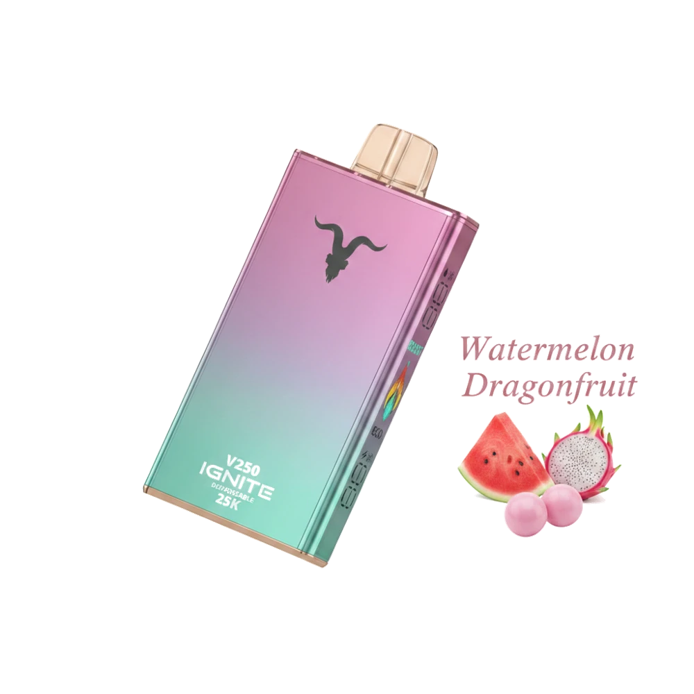 IGNITE - V250 Rechargeable Disposable Vape (25,000 Puffs) 10 IGNITE - V250 Rechargeable Disposable Vape (25,000 Puffs) Watermelon Dragonfruit premium transparent